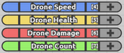 Stat Table of a Drone Class cropped down to 4 Stats. Notice how "Bullet" is now replaced with "Drone".