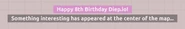 The message that appeared when you spawned into a server that had a Birthday Shape