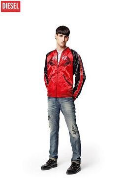 DIESEL Reversible Satin Bomber Jacket Jbisa in Red for Men