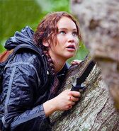 ... indem sie ihr das Hornissennest zeigt. Katniss schneidet es vom Baum und wird so die anderen Tribute los.