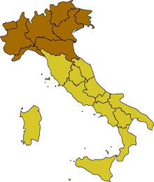 The division of Italy, with the North a Central Powers member.