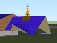 A render of a typical HoJo's canopy gate lodge, a design enacted in 1986 to give it its own identity.