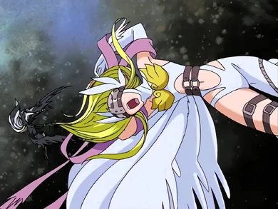 LadyDevimon hurls Angewomon away