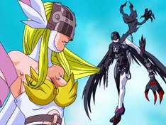 2. LadyDevimon Pulls Angewomon's Hair 3 -Adventure 02