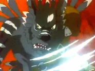 BlackWereGarurumon utilizando su técnica Garras de Lobo