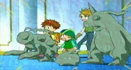 Kokatorimon versteinert die Digimon...