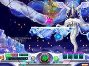 Escenario "Isla de hielo de Yukidarumon", con Qinglongmon en el fondo.