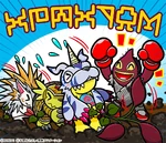 Official Bandai art of Armadillomon with Herissmon, Gabumon and Yakiimon from Twitter