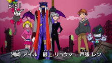 Airu Suzaki, Ryouma Mogami, y Ren Tobari en Digimon Xros Wars