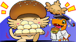 Official Bandai art of TorikaraBallmon with Burgermon and Agumon Expert from Digimon Profile