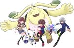 Official Bandai art of Angoramon, Ruli Tsukiyono, Gammamon, Hiro Amanokawa, Jellymon, and Kiyoshiro Higashimitarai from DigiNavi