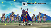 Grupo de Dinohyumon con su líder Grademon en Digimon Xros Wars