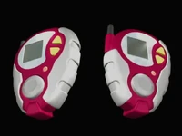 Yolei Inoue & Kari Kamiya: Crimson/White with Yellow Buttons