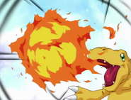 Agumon uses his Baby Flame for the first time.