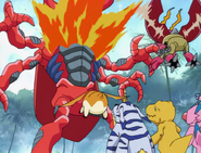 Kuwagamon defeated by the partner Digimon.