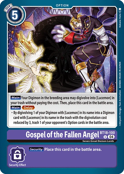Gospel of the Fallen Angel (BT18-100) | DigimonCardGame Wiki | Fandom
