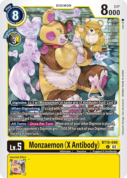 Monzaemon (X Antibody) (BT15-040) | DigimonCardGame Wiki | Fandom