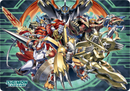 Playmat with Art featuring WarGreymon, Imperialdramon Fighter Mode, Gallantmon, EmperorGreymon, ShineGreymon, Shoutmon DX