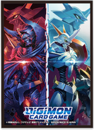 Card Sleeves with Art featuring Omnimon Zwart Defeat & Omnimon in the foreground, and Omnimon Alter-B & Omnimon Merciful Mode in the background
