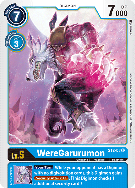 Digimon WereGarurumon ST2-08 Gold Frame ** PACK FRESH** Digimon WereGarurumon ST2-08 Gold Frame ** PACK FRESH**