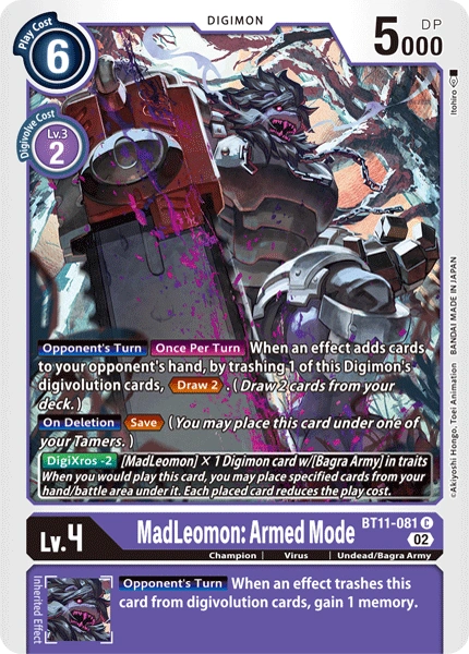 MadLeomon: Armed Mode (BT11-081) | DigimonCardGame Wiki | Fandom