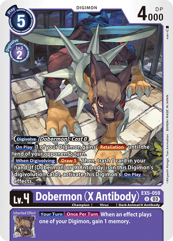 Dobermon (X Antibody) (EX5-059) | DigimonCardGame Wiki | Fandom Dobermon (X Antibody) (EX5-059) | DigimonCardGame Wiki | Fandom