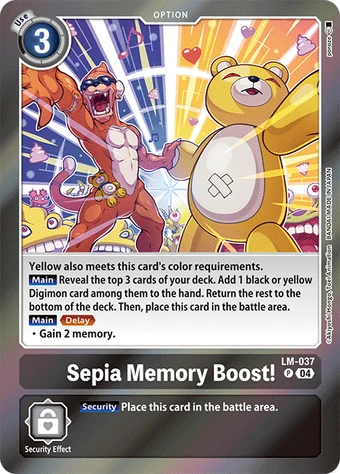 Sepia Memory Boost! (LM-037) | DigimonCardGame Wiki | Fandom Sepia Memory Boost! (LM-037) | DigimonCardGame Wiki | Fandom