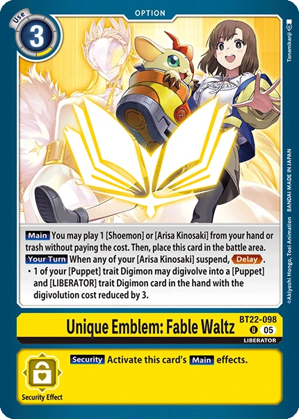 Unique Emblem: Fable Waltz (BT22-098) | DigimonCardGame Wiki