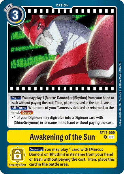 Awakening of the Sun (BT17-099) | DigimonCardGame Wiki | Fandom