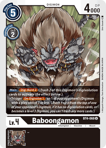 Baboongamon (BT4-068) | DigimonCardGame Wiki | Fandom