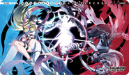 Playmat with art featuring Angewomon, LadyDevimon, and Mastemon