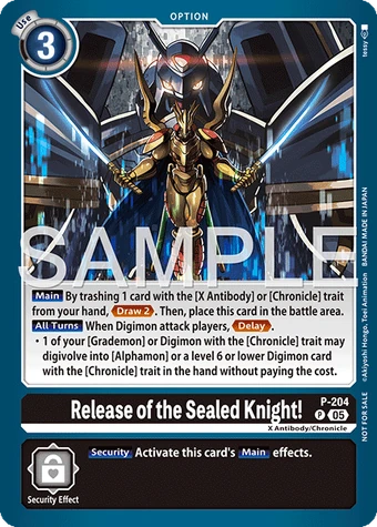 テミスの審判　ジャッチプロモ　PR Release of the Sealed Knight! (P-204) | DigimonCardGame Wiki | Fandom
