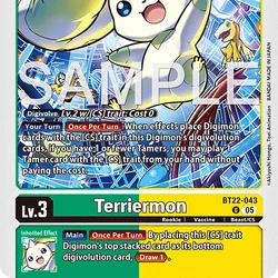 digimon card game terriermon DIGIMON CARD GAME TERRIERMON # BT3-046 U 02 FOIL CARD 2023 – CTKollectables main image 1