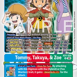 Tommy, Takuya, & Zoe (AD1-020) | DigimonCardGame Wiki | Fandom