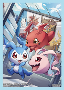 Digi-Egg Card Sleeves with Art featuring Koromon, DemiVeemon, Gigimon, Greymon, ExVeemon, Growlmon