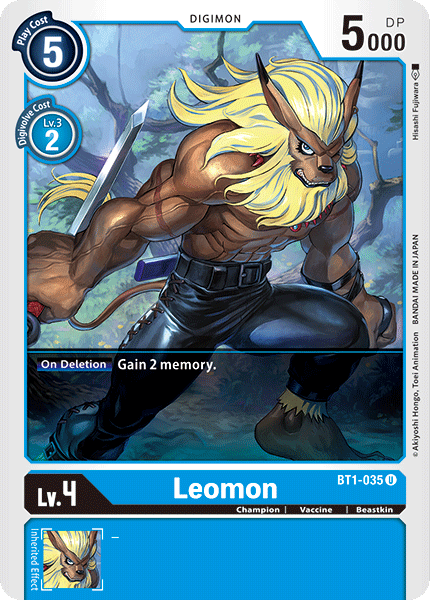 DIGIMON CARD GAME VER.1.0 BT01-03 ENG LEOMON GARURUMON UNCOMMON U BLUE PLAYSET 