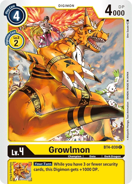【お値下げ】DIGIMON LINK SYSTEM デジモン Growlmon (BT4-039) | DigimonCardGame Wiki | Fandom