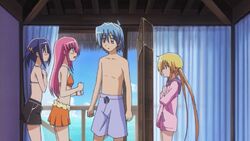 Hayate being talked to by Hinagiku about the trip