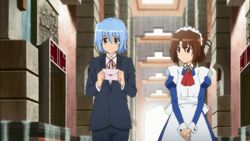 Maria giving Hayate a letter he received from the mail