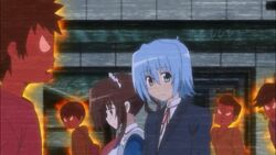 Hayate being secretly rebuked by other men for his relationship with Maria out of jealousy