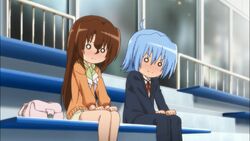 Maria and Hayate embarrassed at what just happened