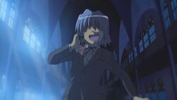 Hayate wandering the haunted building of Hakuo Academy