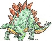 A drawing of a Stegosaurus