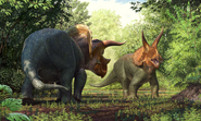 Art reconstruction of Larry the Triceratops