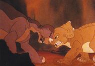 The land before time Cera and Littlefoot fighting