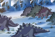 A herd of Stegosaurus from The Land Before Time series.