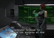 It's a computer terminal for controlling the security of this area.