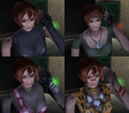 Close-ups of Regina from Dino Crisis in her different costumes. Her eye color changes between outfits.
