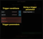Trigger conditions and parameters in the Edit Trigger window.
