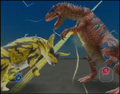 Super Eucentrosaurus vs. Allosaurus atrox Gatling Spark in the arcade (early strike)